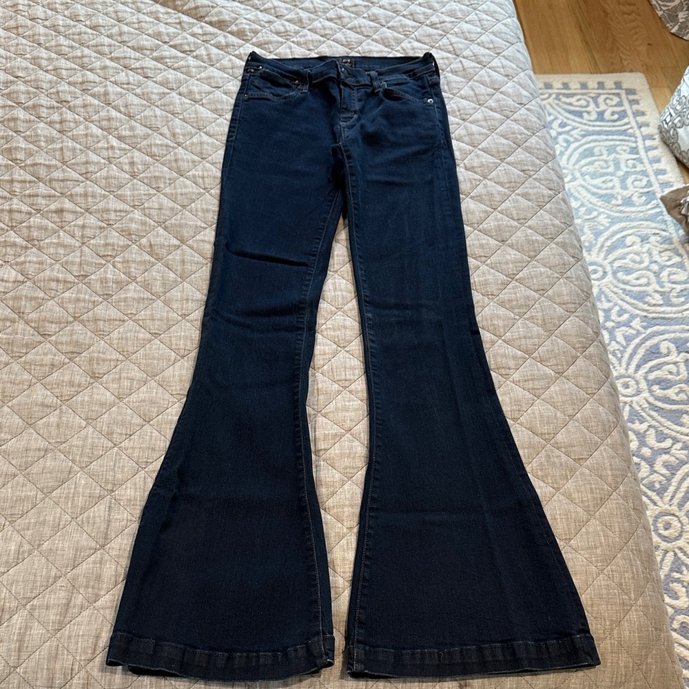 Women's Flared Dark Blue Jeans